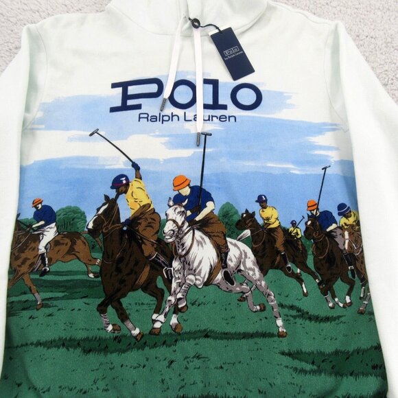 Polo Ralph Lauren Rugby Graphic Fleece Hoodie Mens Size Large Glacier NEW $248 - Picture 3 of 16